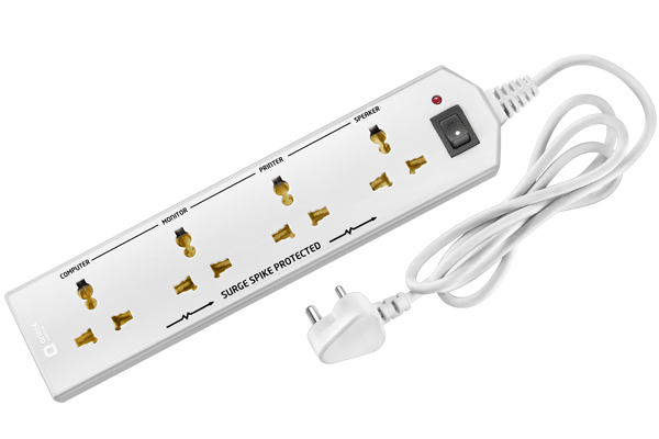 4 way extension board with spike & surge protection - 2 Mtr
